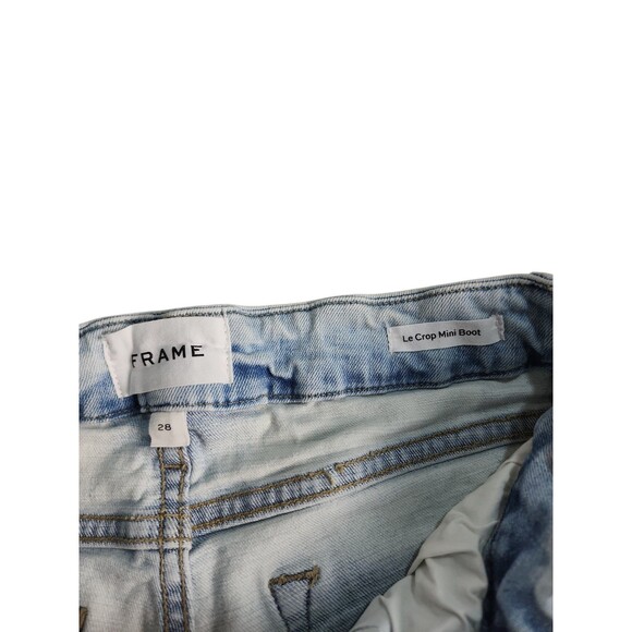 FRAME Women's Le Crop Mini Boot Cut Jeans Size 28 Light Wash Raw Hem Streetwear - Picture 4 of 13